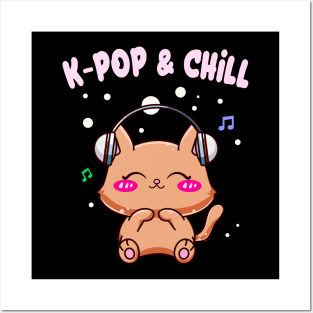 K-Pop & Chill Cute Kawaii Kitty Cat Posters and Art